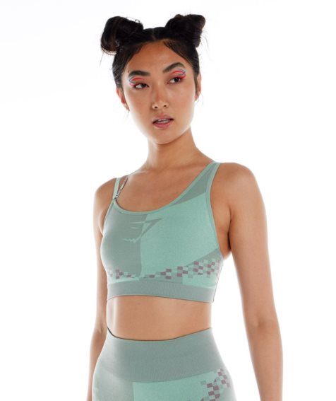 Women's Gymshark Wtflex Cyborg Seamless Sports Bra Light Green | CA 83150N